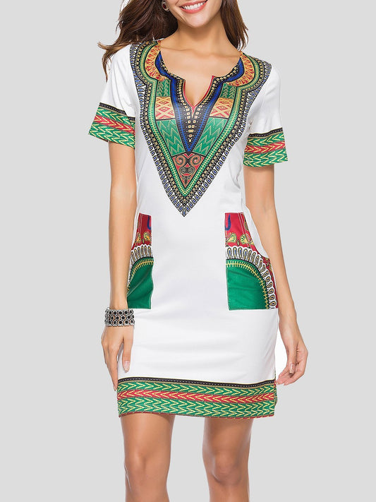Fashion Ethnic Print Pocket Dress - LuckyFash™