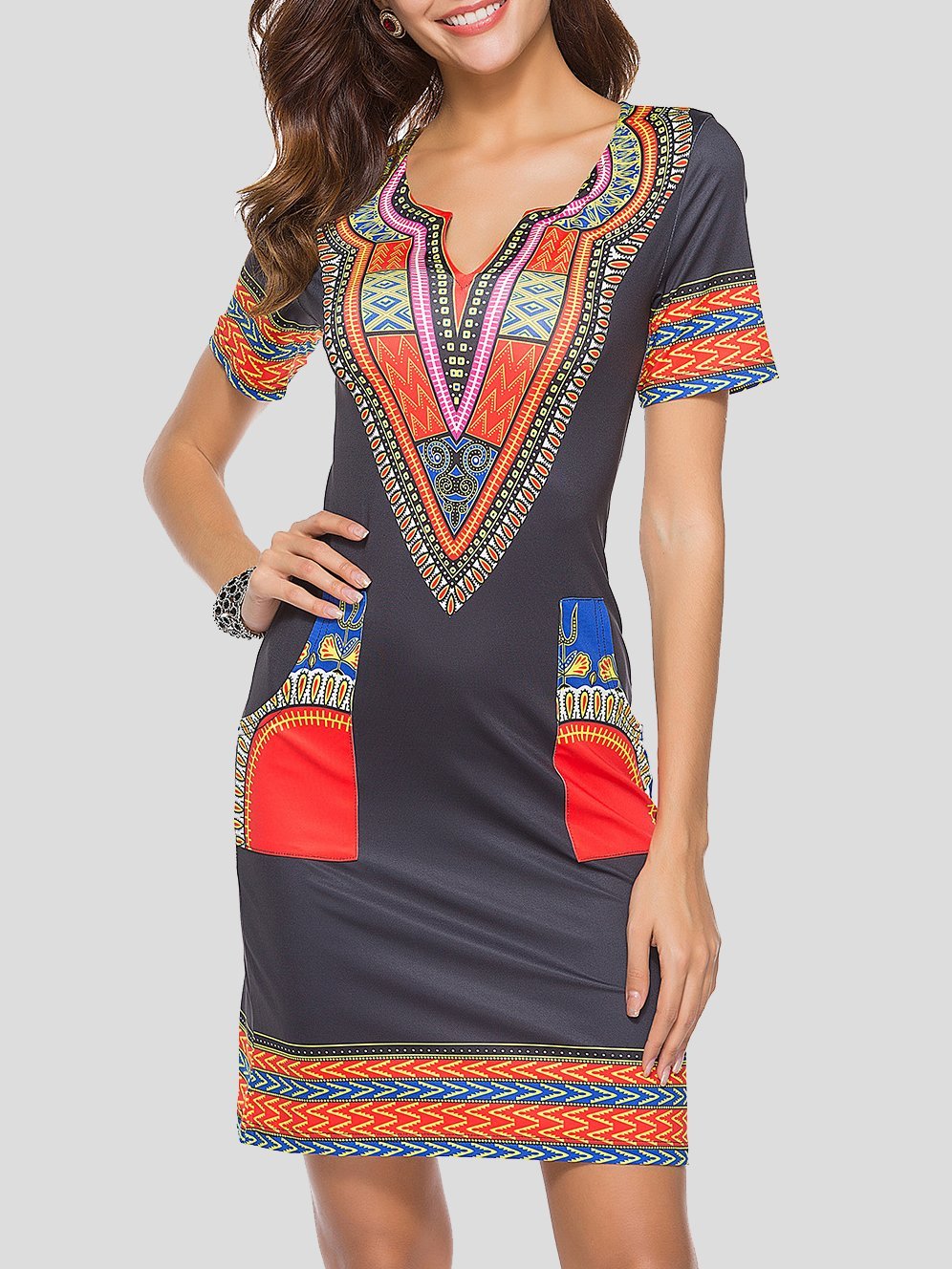 Fashion Ethnic Print Pocket Dress - LuckyFash™