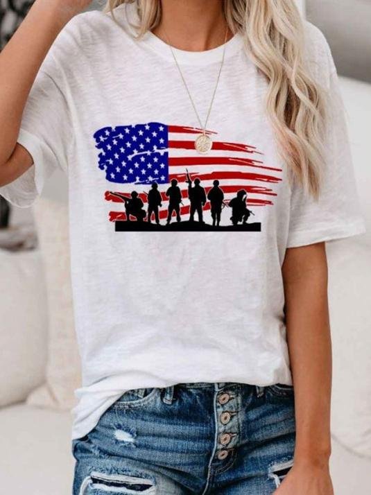 Fashion Flag Print Short-sleeved T-shirt - LuckyFash™