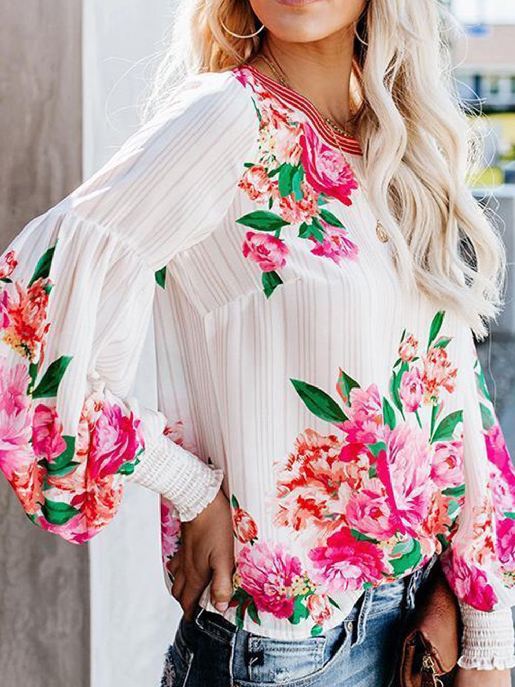 Fashion Floral Print Puff Sleeve Shirt - LuckyFash™