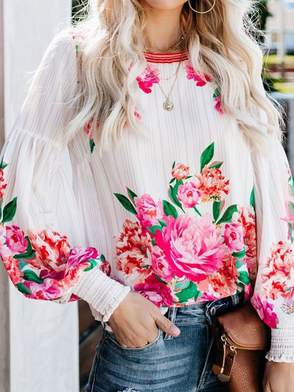 Fashion Floral Print Puff Sleeve Shirt - LuckyFash™