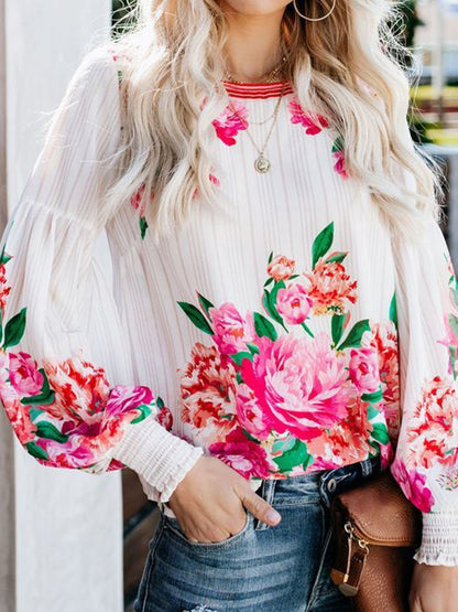Fashion Floral Print Puff Sleeve Shirt - LuckyFash™