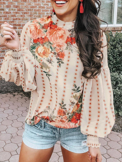 Fashion Floral Print Puff Sleeve Shirt - LuckyFash™