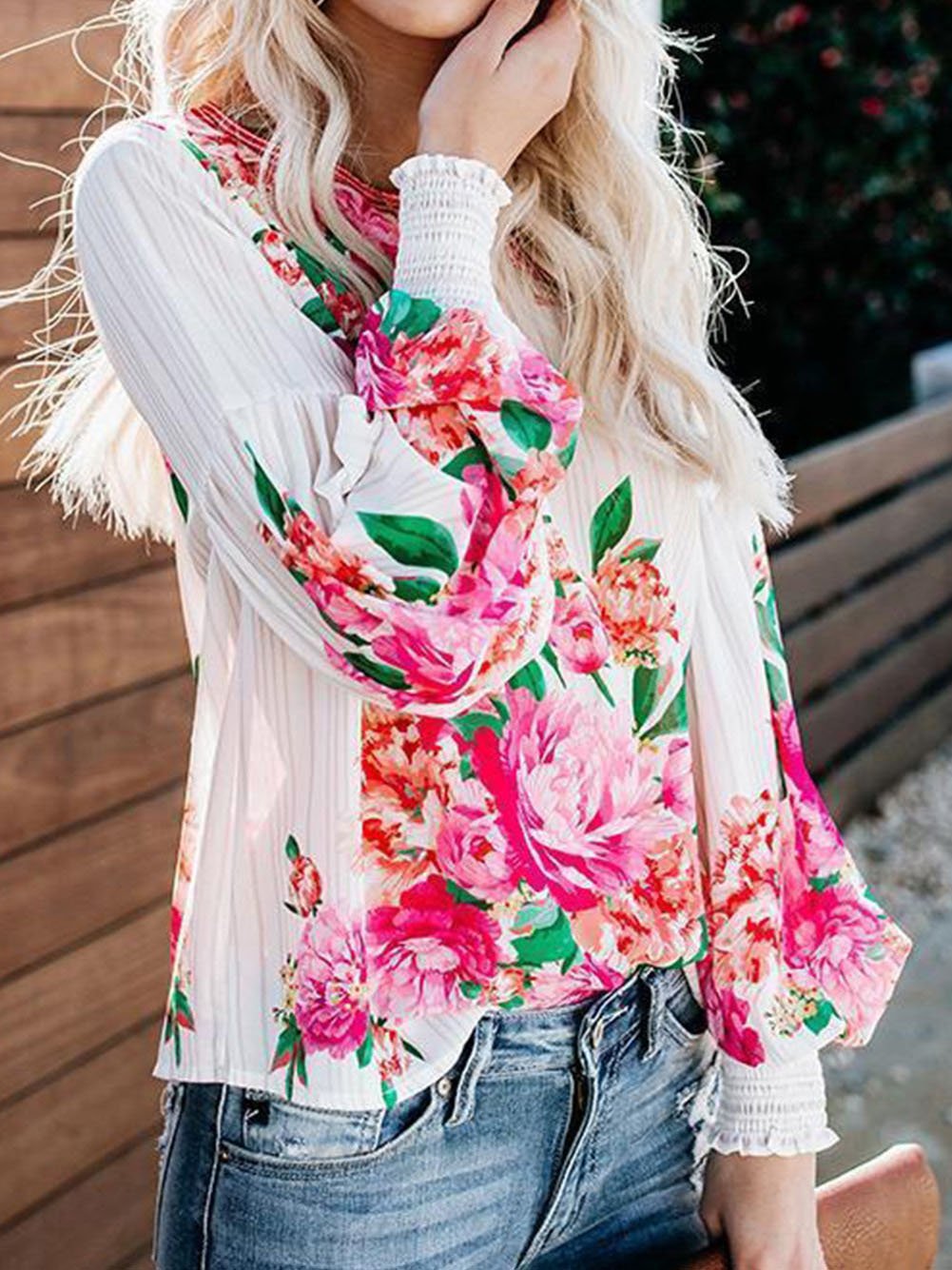 Fashion Floral Print Puff Sleeve Shirt - LuckyFash™