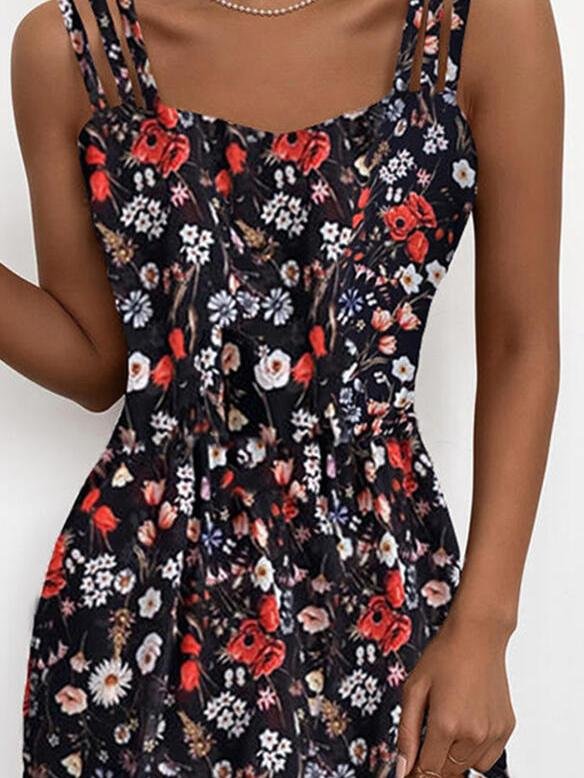 Fashion Floral Print Sleeveless Sling Mini Skirt - LuckyFash™
