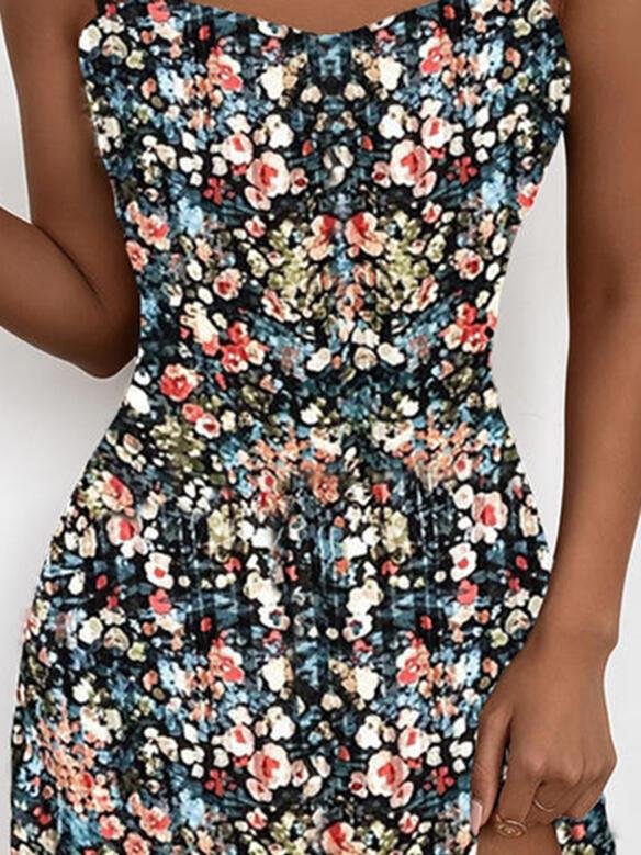 Fashion Floral Print Sleeveless Sling Mini Skirt - LuckyFash™