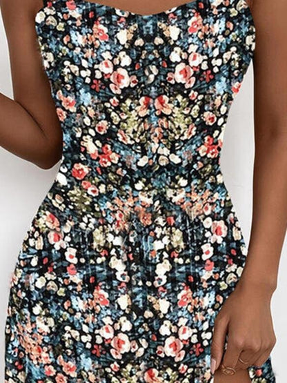 Fashion Floral Print Sleeveless Sling Mini Skirt - LuckyFash™
