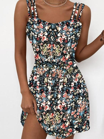 Fashion Floral Print Sleeveless Sling Mini Skirt - LuckyFash™