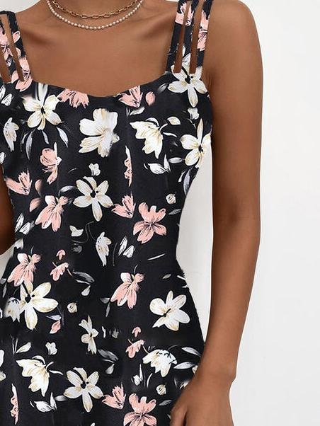 Fashion Floral Print Sleeveless Sling Mini Skirt - LuckyFash™