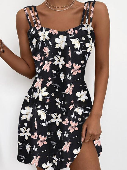 Fashion Floral Print Sleeveless Sling Mini Skirt - LuckyFash™