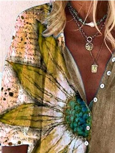 Fashion Flower Printed Button-up Shirt - LuckyFash™