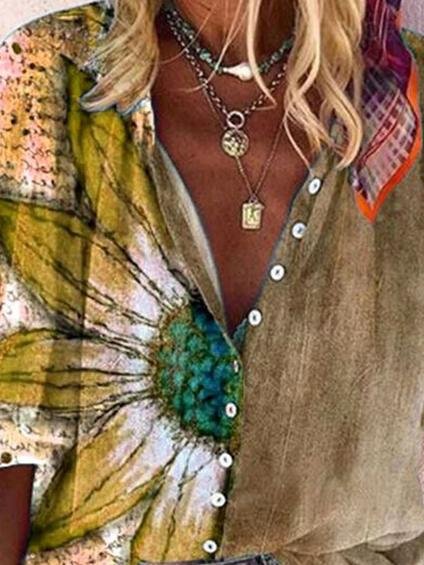 Fashion Flower Printed Button-up Shirt - LuckyFash™