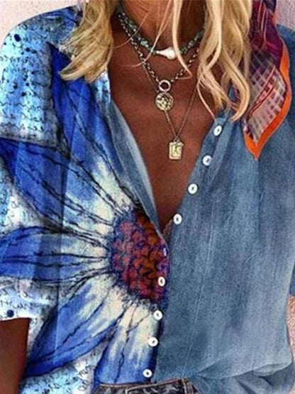 Fashion Flower Printed Button-up Shirt - LuckyFash™