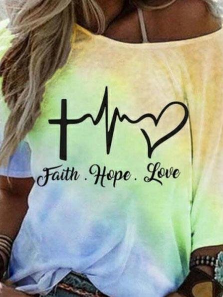 Fashion Gradient Color Letter Print Loose T-shirt - LuckyFash™