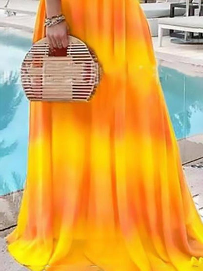 Fashion Gradient Color Print Beach Style Long Dress - LuckyFash™