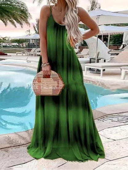 Fashion Gradient Color Print Beach Style Long Dress - LuckyFash™