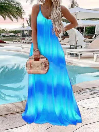 Fashion Gradient Color Print Beach Style Long Dress - LuckyFash™