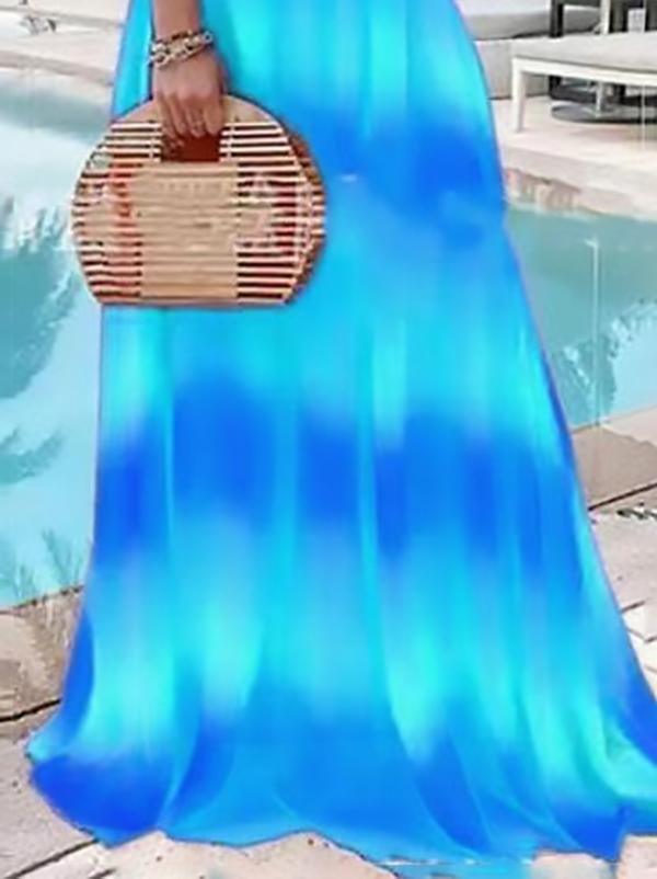 Fashion Gradient Color Print Beach Style Long Dress - LuckyFash™