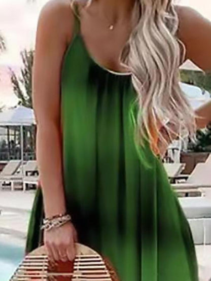 Fashion Gradient Color Print Beach Style Long Dress - LuckyFash™