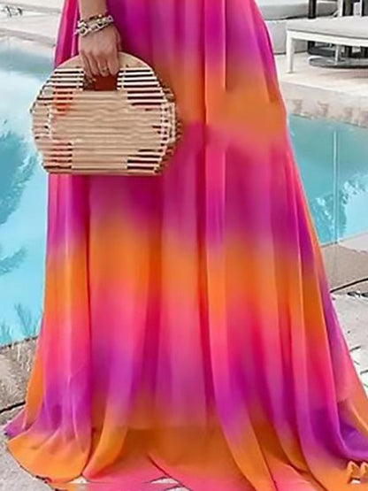 Fashion Gradient Color Print Beach Style Long Dress - LuckyFash™
