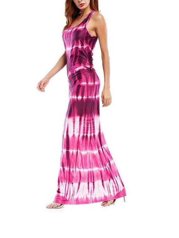 Fashion Gradient Color Scoop Neck Sleeveless Maxi Dress - LuckyFash™