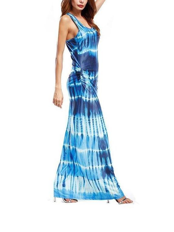 Fashion Gradient Color Scoop Neck Sleeveless Maxi Dress - LuckyFash™