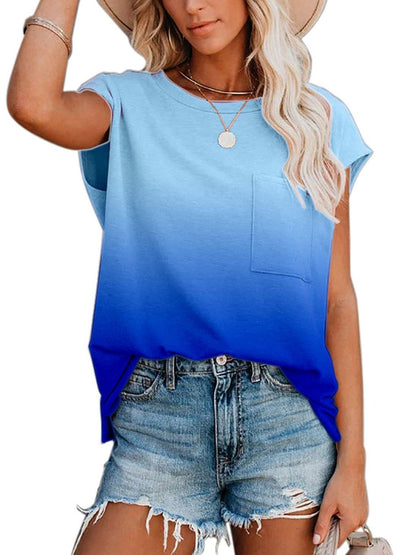 Fashion Gradient Off-shoulder T-shirt Top - LuckyFash™