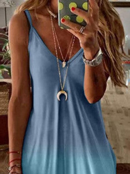 Fashion Gradient V Neck Wide-leg Suspender Jumpsuits - LuckyFash™