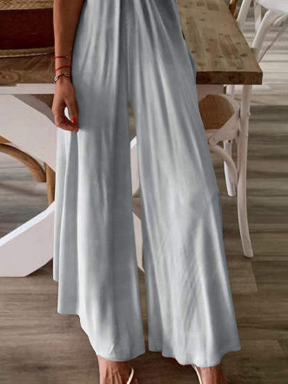 Fashion Gradient V Neck Wide-leg Suspender Jumpsuits - LuckyFash™