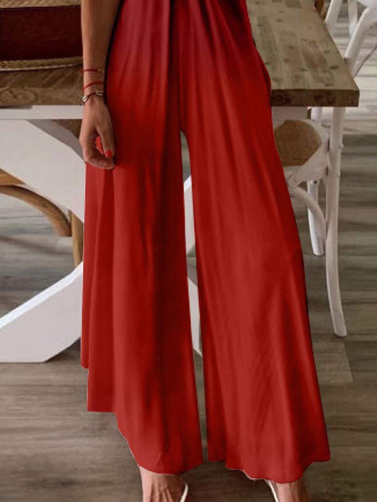 Fashion Gradient V Neck Wide-leg Suspender Jumpsuits - LuckyFash™