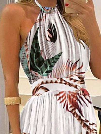 Fashion Halter Tie Printed Maxi Dress - LuckyFash™