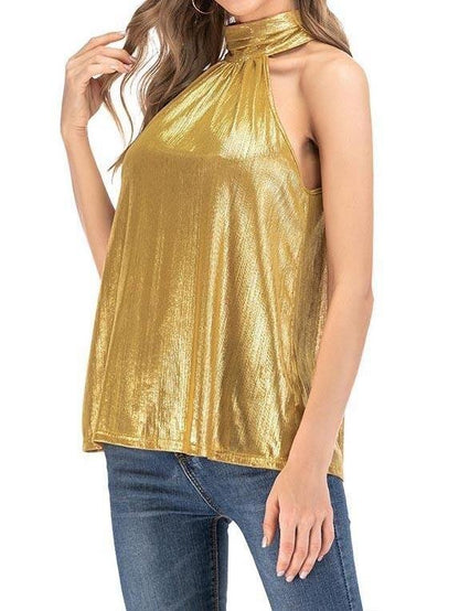 Fashion Hanging Neck Gold T-shirt - LuckyFash™
