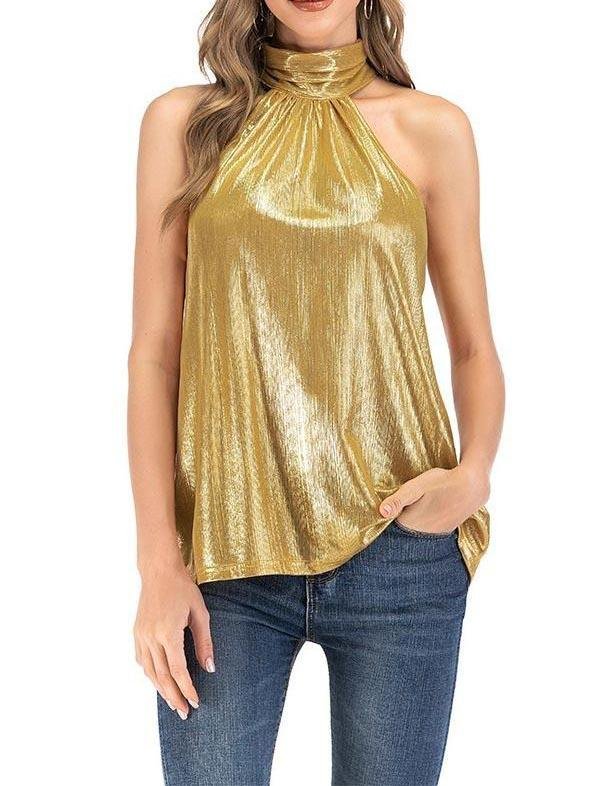 Fashion Hanging Neck Gold T-shirt - LuckyFash™