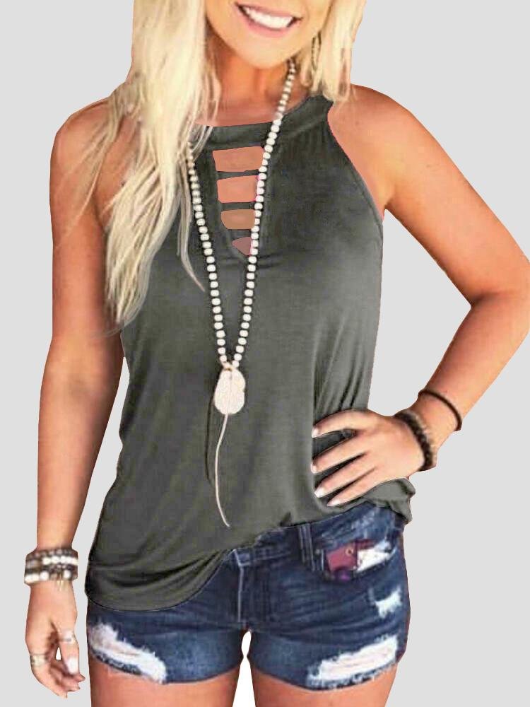 Fashion Hollow Round Neck Tank Top - LuckyFash™