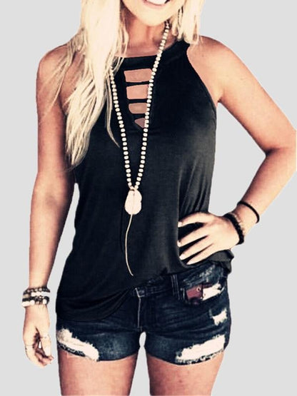 Fashion Hollow Round Neck Tank Top - LuckyFash™
