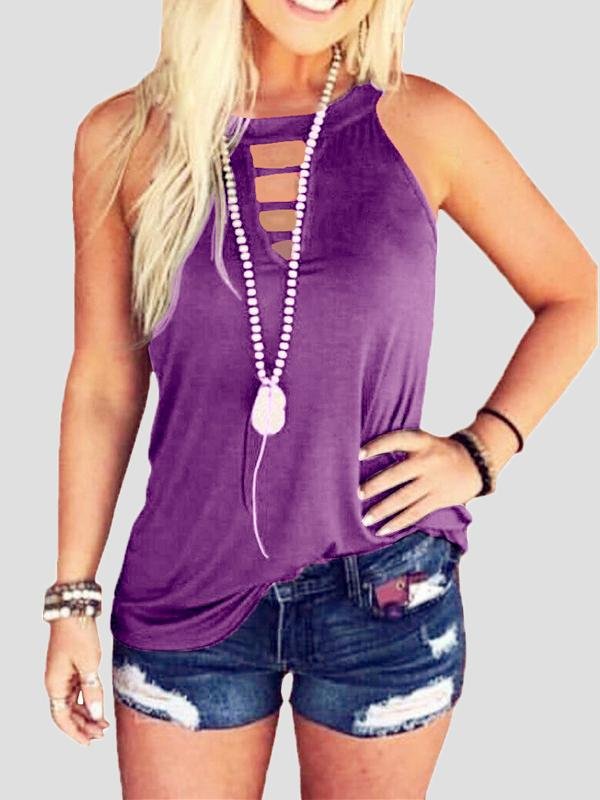 Fashion Hollow Round Neck Tank Top - LuckyFash™
