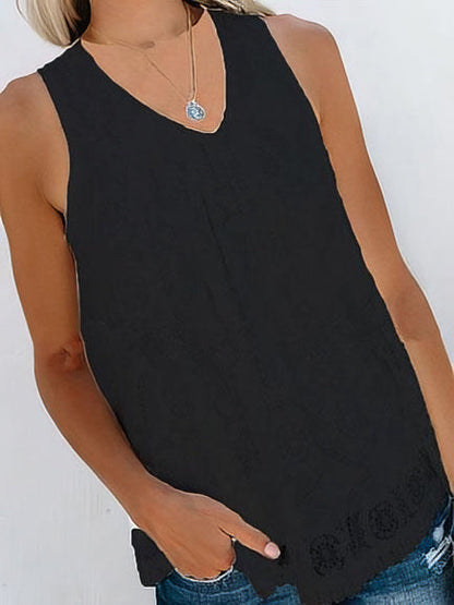 Fashion Lace Sleeveless Solid Vest - LuckyFash™