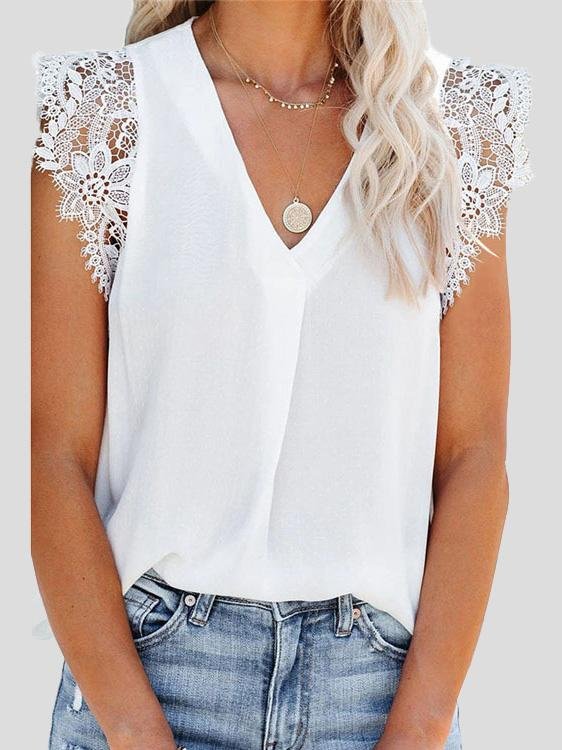 Fashion Lace Stitching Sleeveless Tank Tops - LuckyFash™