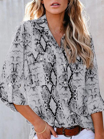 Fashion Lapel Leopard Printed Mid-sleeve Shirt - LuckyFash™