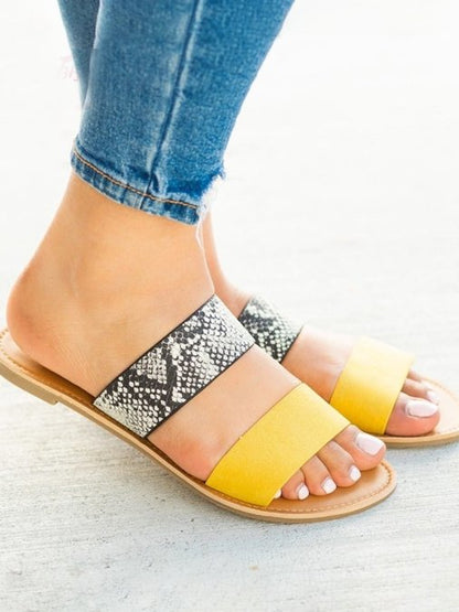 Fashion Leopard Panel Flat Sandals - LuckyFash™