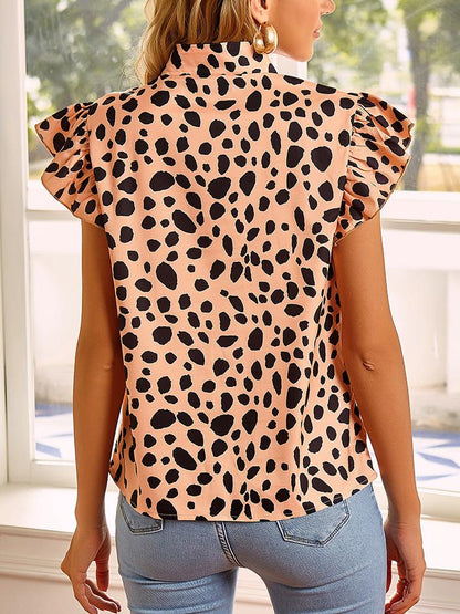 Fashion Leopard Print Ruffle Sleeve Top - LuckyFash™