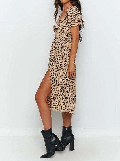 Fashion Leopard Print Slit Dress - LuckyFash™