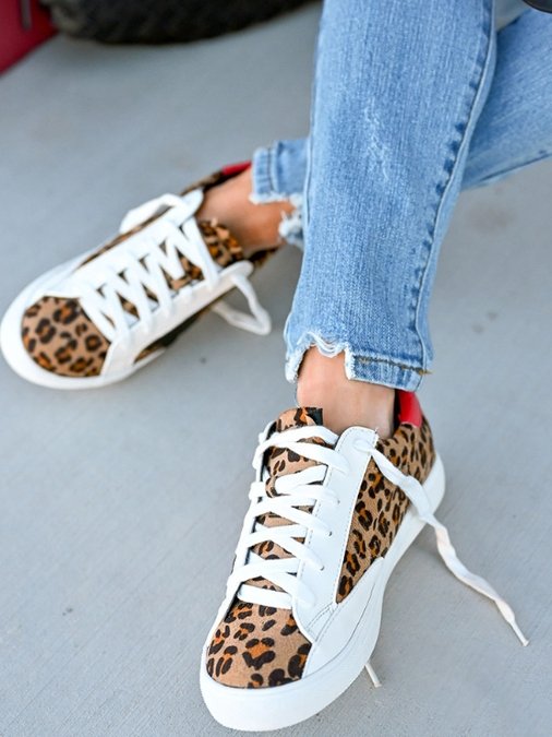 Fashion Leopard Stitched Flat Shoes - LuckyFash™
