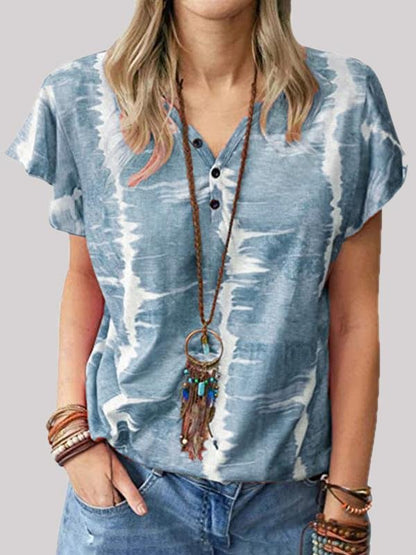 Fashion Loose Tie-dye Button T-shirt - LuckyFash™
