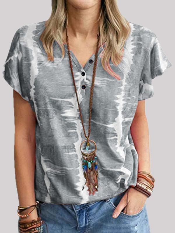 Fashion Loose Tie-dye Button T-shirt - LuckyFash™