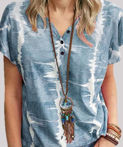 Fashion Loose Tie-dye Button T-shirt - LuckyFash™