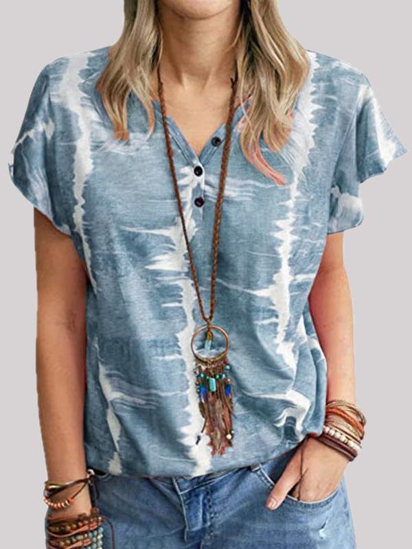 Fashion Loose Tie-dye Button T-shirt - LuckyFash™