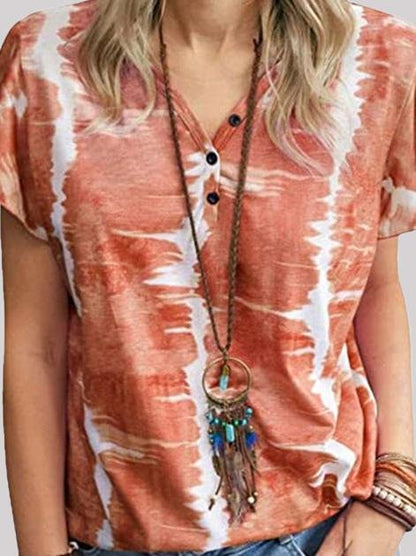 Fashion Loose Tie-dye Button T-shirt - LuckyFash™