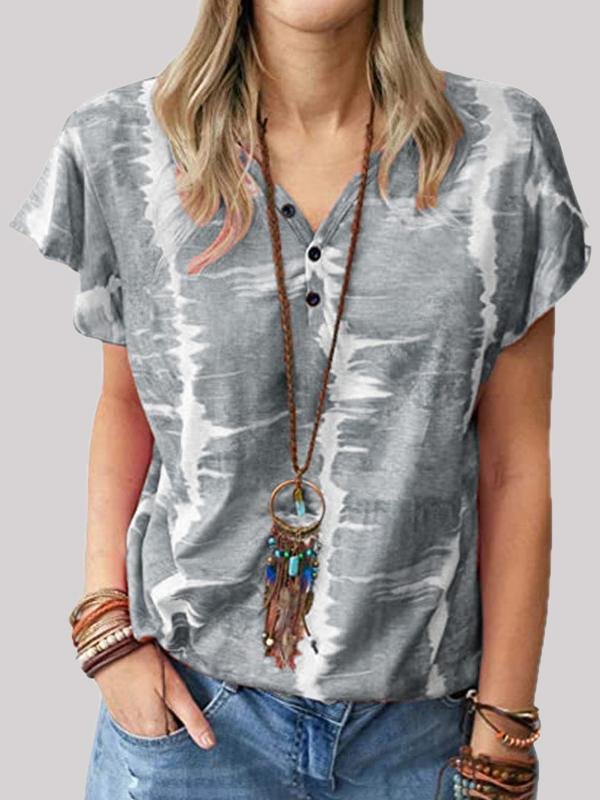 Fashion Loose Tie-dye Button T-shirt - LuckyFash™