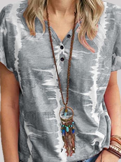 Fashion Loose Tie-dye Button T-shirt - LuckyFash™